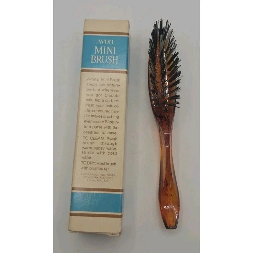 Vintage Avon Mini Hair Brush Tortoise 6 Inch Travel Size Brown New Old Stock